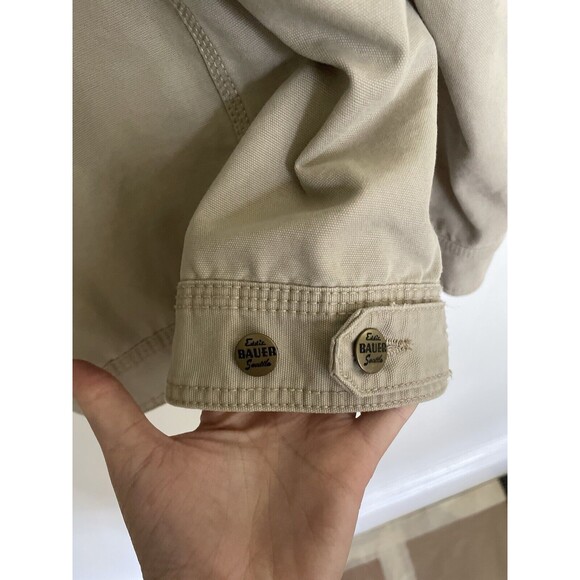 Eddie Bauer Seattle USA Tan Beige Light Brown Size L Jacket Zip Up Long Sleeve - Picture 11 of 14